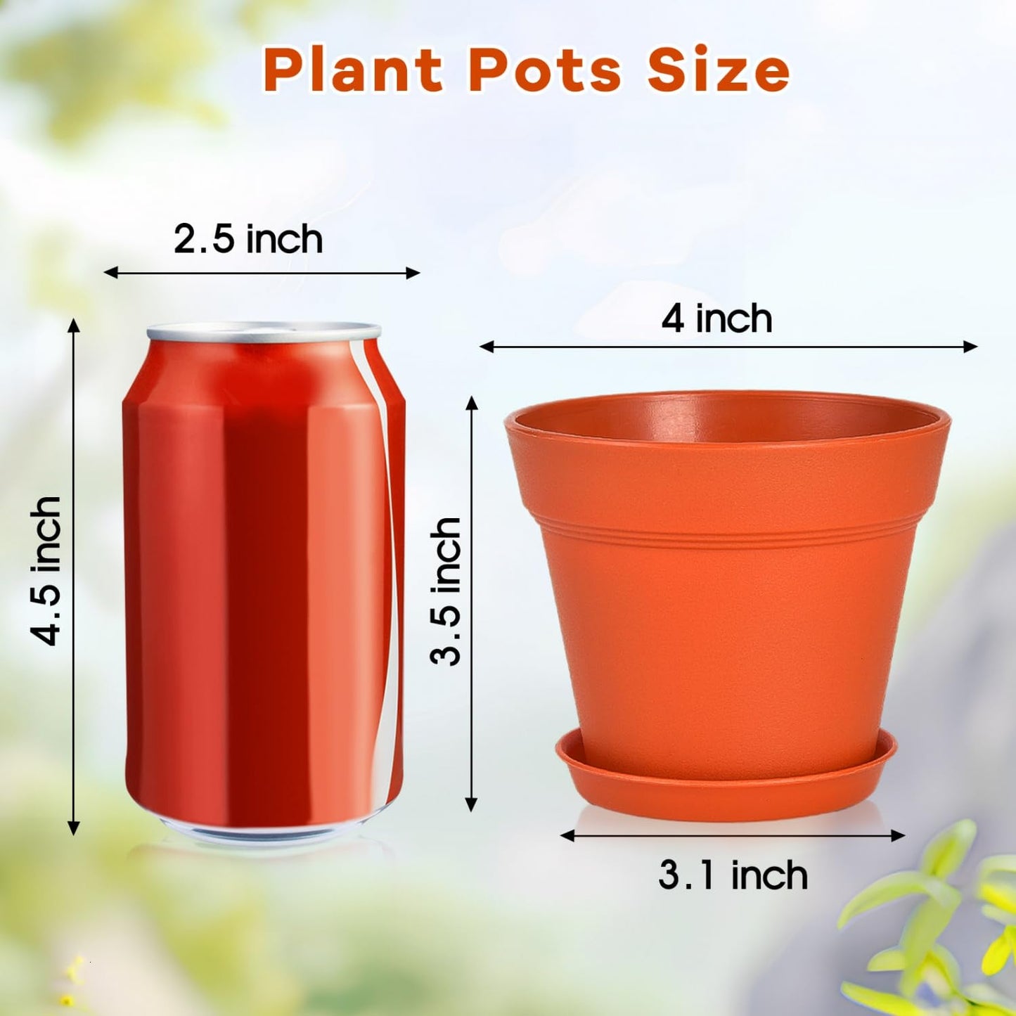 June Fox 60 Pack Small Plant Pots Indoor 4 Inch Plastic Planter with Drainage Holes and Saucers Premium Terracotta Pots Bulk for Succulent, African Violets, Flowers, Seed Starting