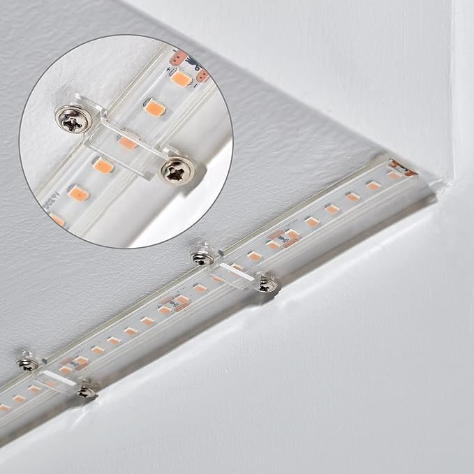 MMSD 100 Pack LED Strip Light mounting Brackets Stripe Light Holder LED Tape Hook Rigid Clips with 202 Screws Suit for 12mm Wide IP67/68 Waterproof Strip Light