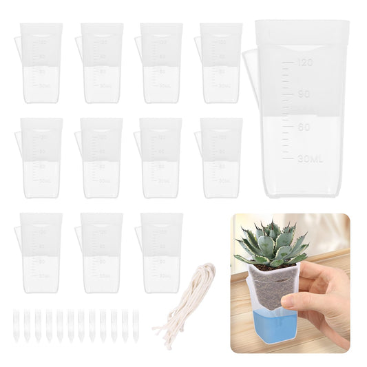 Fizocosisto 12Pcs Self Watering Pots with Transparent Reservoir,2/2.5Inch Plastic Flower Pots with Drainage Holes Indoor Plant Container for Herbs and House Plant(Transparent color-12-2 inches)
