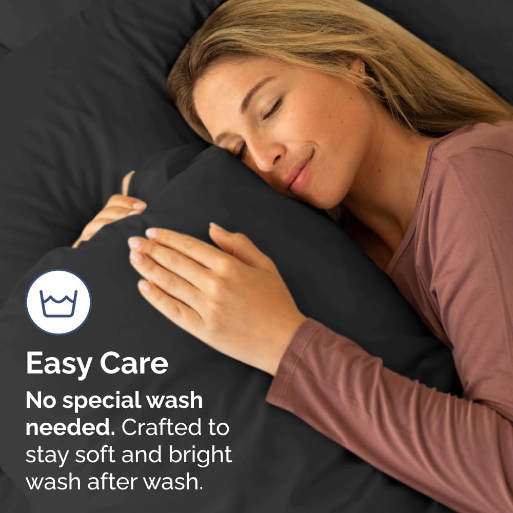Queen Pillow Cases Set of 4 | Ultra Soft Hotel Quality Covers - Wrinkle Free & Stain Resistant - Black