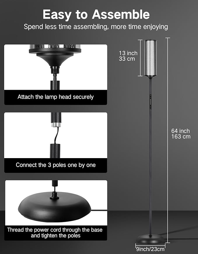 OUTON Corner Floor Lamp with Remote, Touch & App Control, RGB Color Changing Standing Lamp with 32 Modes, 360 Lighting, 3 Color Temperatures, Dimmable 66 in Tall Lamp for Living Room,Black & Glass