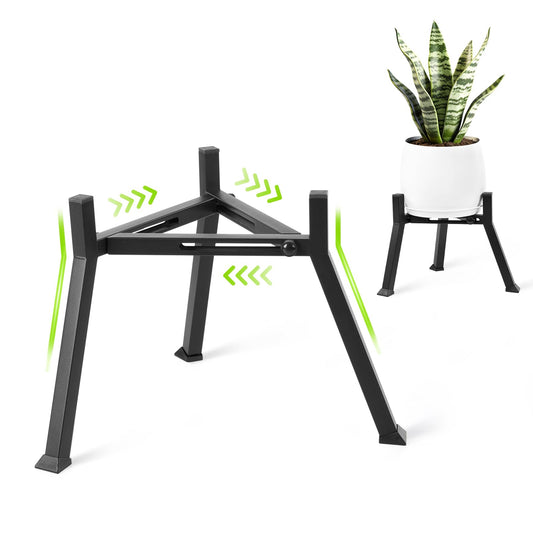Metal Plant Stand Indoor Outdoor- Anti-Rust Metal Plant Stand, Stable Corner Plant Stands Fits 5.9 to 8.7 Inches Pots, Adjustable Heavy Duty Plant Pot Flower Holder for Patio, Garden, Home, Black - 1 Pack