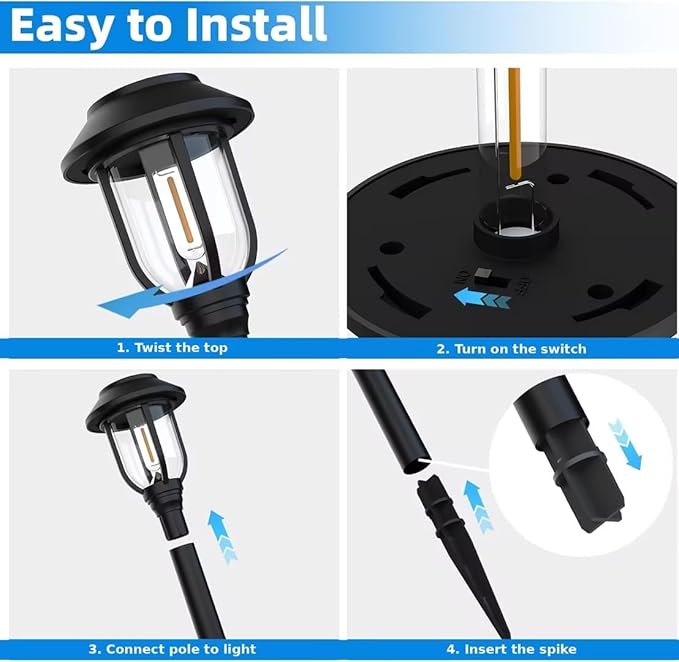 Solar Pathway Lights Outdoor,12 Pack Solar Lights Outdoor Waterproof, Warm White Auto On/Off LED Solar Powered, Garden Landscape Lighting for Yard Walkway Driveway Path Decorative