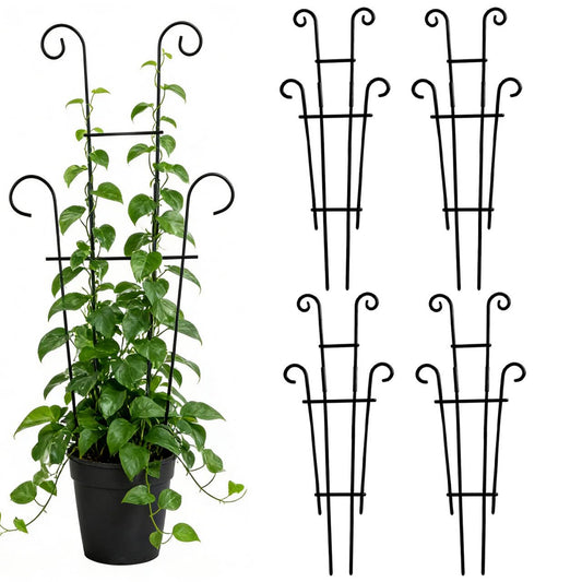 23.6 inch Large Trellis for Potted Plants, 4 Pack Rustproof Metal Plant Trellis for Climbing Plants Indoor, Sturdy Expandable Houseplant Support for Monstera, Pothos, Hoya, Vine (4 Pack)