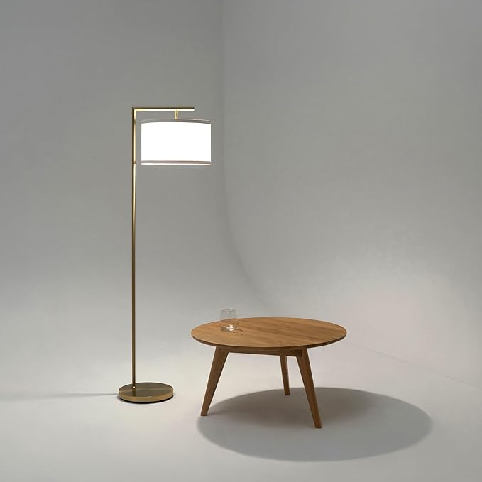 Brightech Montage Modern Floor Lamp - LED Standing Lamp with Adjustable Color Changing Bulbs for Living Rooms & Offices - Tall Corner Bedroom Reading Light for Contemporary Home Decor - Antique Brass