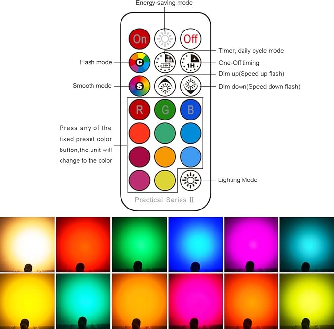 LED Color Changing RGB Light Bulb with Remote 40W Equivalent 400LM, 45° Beam Angle and Memory, E26 Mood Ambiance Lighting (6 Pack)