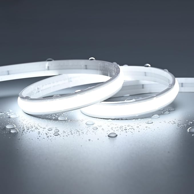 JOYLIT 2nd Gen Super Bright Neon LED Strip Lights 24V 16.4FT Cool White Outdoor Waterproof, CE UL PRO 735LM/FT 5.8W/FT CRI 92+ 6000K Neon Rope Light for Yard, Pool (24V Transformer Not Included)