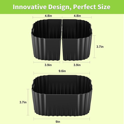 Chefman Air Fryer Silicone Liners - Reusable 3 Pack Baking Accessories for 8QT to 10QT Air Fryers