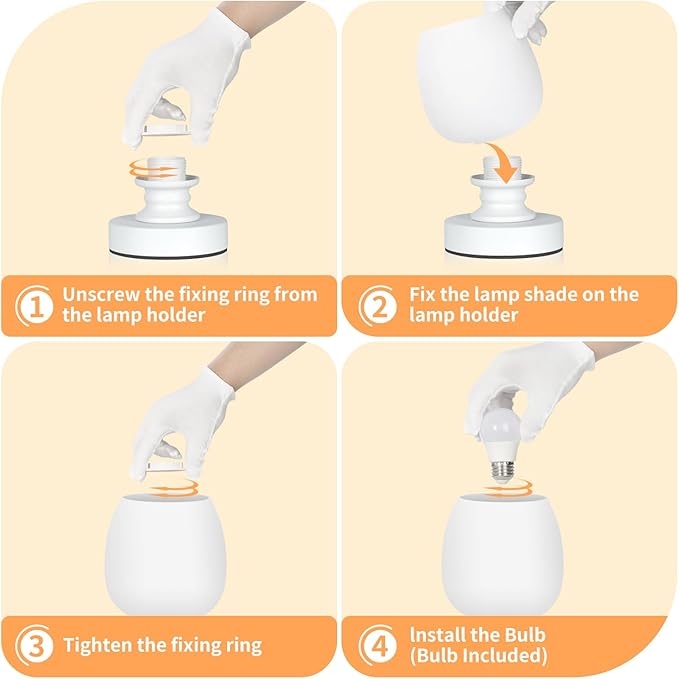 Small LED Table Lamp for Bedroom, 2 Sets Glass Desk Light, 3CCT Bulb Included White