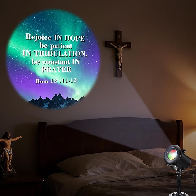 Bible Verse Projector Galaxy Projector Lights 2026 Upgrade 3D Dynamic Outdoor Indoor Decoration 4 Colors Light with Remote 12 HD Effect, Christian Gift House Window Garden Decor