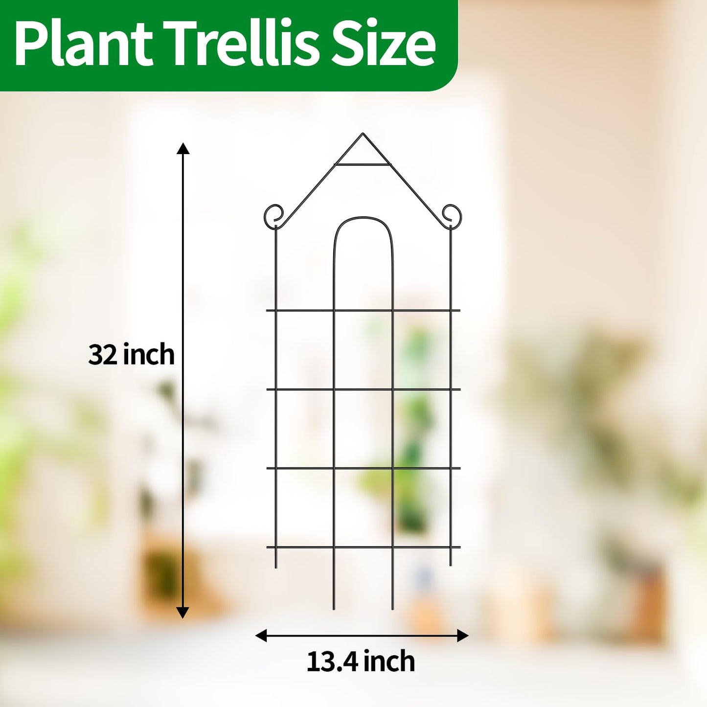 DOLEMODUO 32" Plant Trellis, 6 Pack Metal Garden Trellis for Potted Plants Indoor/Outdoor, Rust-Proof Sturdy Steel Trellis for Climbing Plants, Monstera, Tomatoes, Cucumbers
