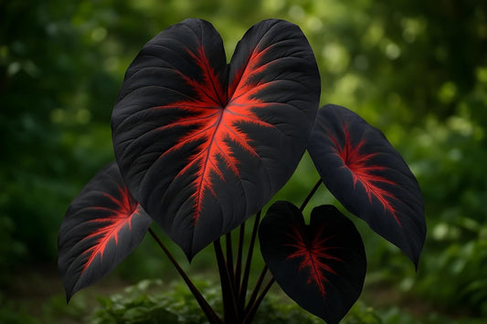 Black Stem Elephant Ear Bulb for Planting – Dramatic Dark Colored Colocasia with Giant Tropical Leaves – Fast-Growing Perennial Bulbs for Garden, Patio, Containers & Statement Landscaping