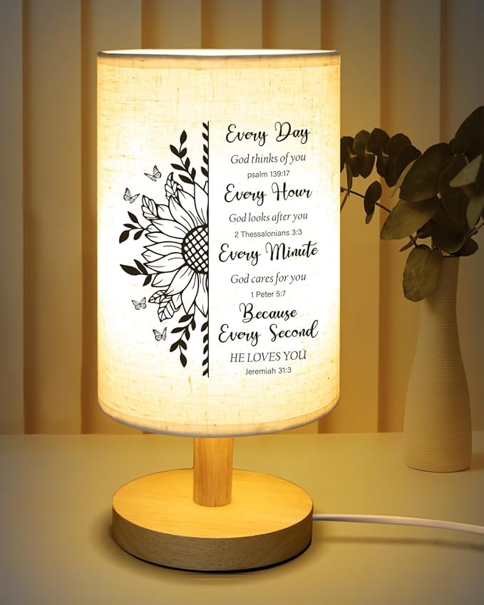 Christian Gifts for Women Table Lamp, Religious Gifts for Women with Bible Verse Prayer Inspirational Gift Fabric Lamp Spiritual Gifts for Woman, Friend