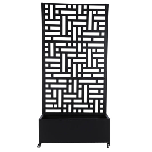 ASIEIT Metal Planter Box with Trellis Standing Planter Box for Climbing Plants/Vines Raised Garden Bed On Wheels 70.87x35.43x15.75 Inch (02)