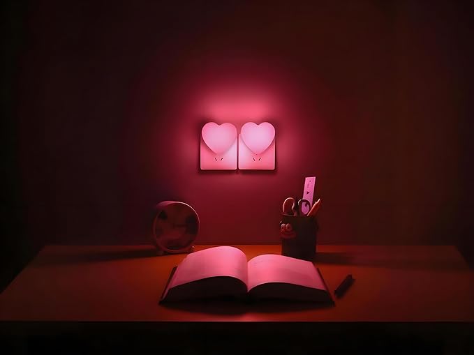 Night Lights Plug into Wall - Heart LED Night Light for Kids, Cute Nightlight Plug in with Auto On/Off Dusk to Dawn Sensor, Soft Warm Lamp for Bedroom, Nursery, Living Room, Bathroom, Hallway, Pink