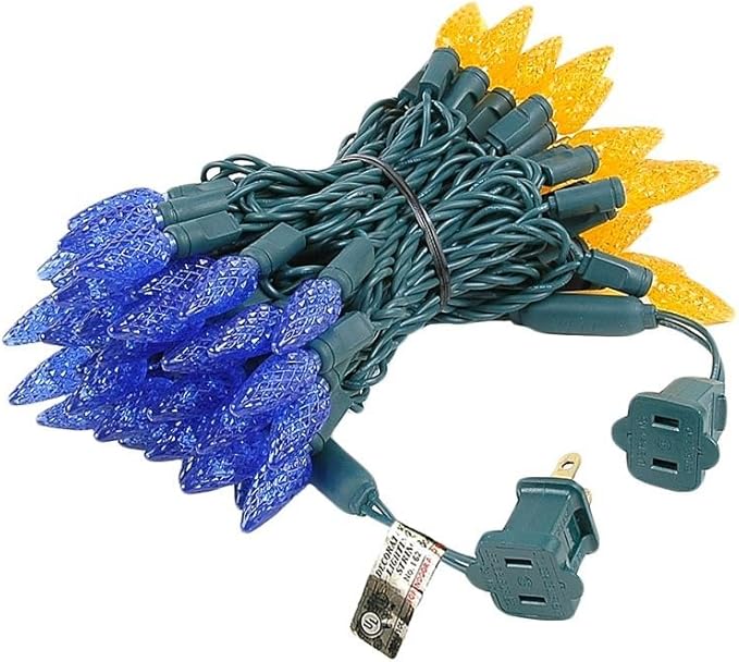 Novelty Lights 24FT 70 LED C6 Christmas String Lights, Outdoor Commercial Grade Tree Decorations, Permanent LED Lights (Blue/Orange)