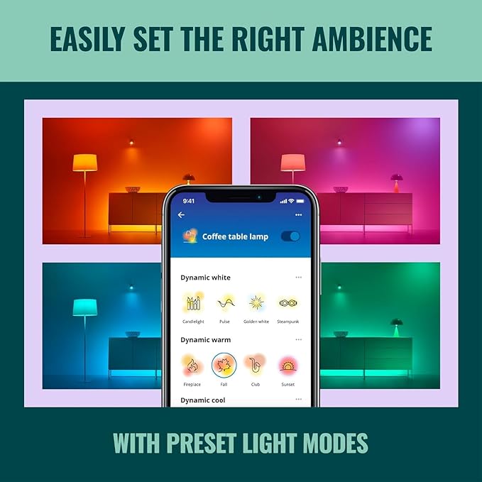 WiZ Connected Smart Light Bulbs, Sunset to Sunrise Automation + Motion Detection + Control with Voice or App, Full Color A19 60W 800LM Indoor, Matter Compatible -3 Pack