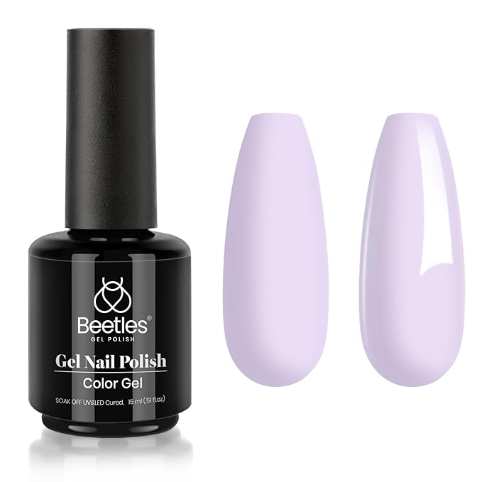 beetles Light Purple Gel Polish - 15ml Lilac Purple Violet Mauve Color Nail Gel Soak Off Uv LED Nail Lamp Gel Polish Spring Colors Nail Art Manicure Salon DIY Home Solid Color Gel