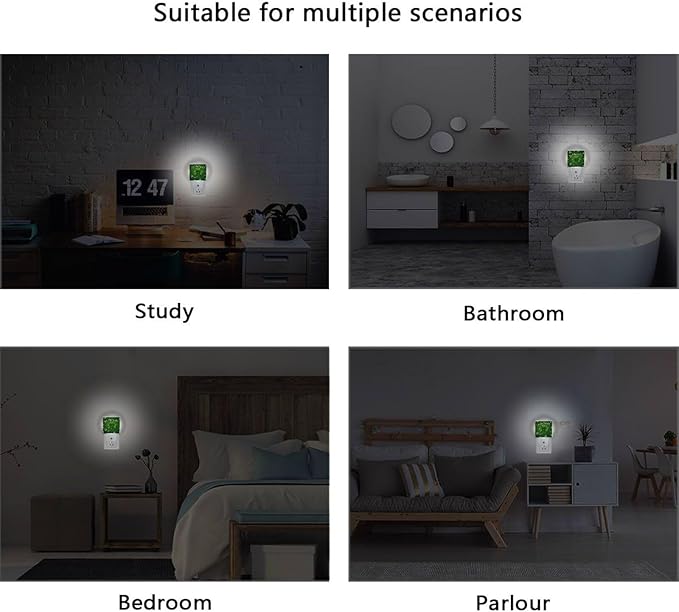 Vdsrup Sparkle Clover Shamrock Night Light Set of 2 Happy St Patrick's Day Plug-in LED Nightlights Auto Dusk-to-Dawn Sensor Lamp for Bedroom Bathroom Kitchen Hallway Stairs