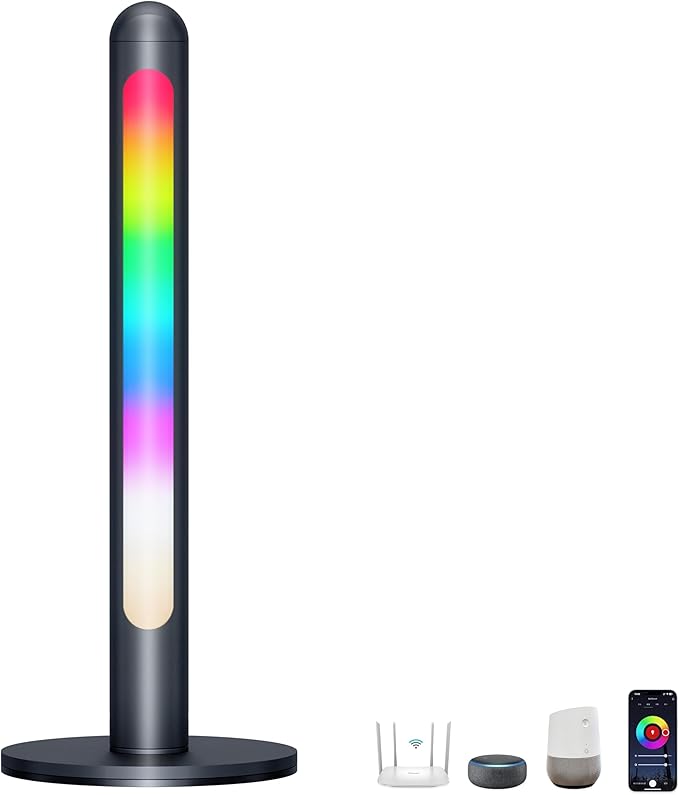 LAMPAOUS Smart Table Lamp, Bedside or Bedroom Lamp, TV backlights, Gaming Lights, Adjustable White and Multi Color Compatible with Alexa, Google Assistant, Voice Activated. App Control