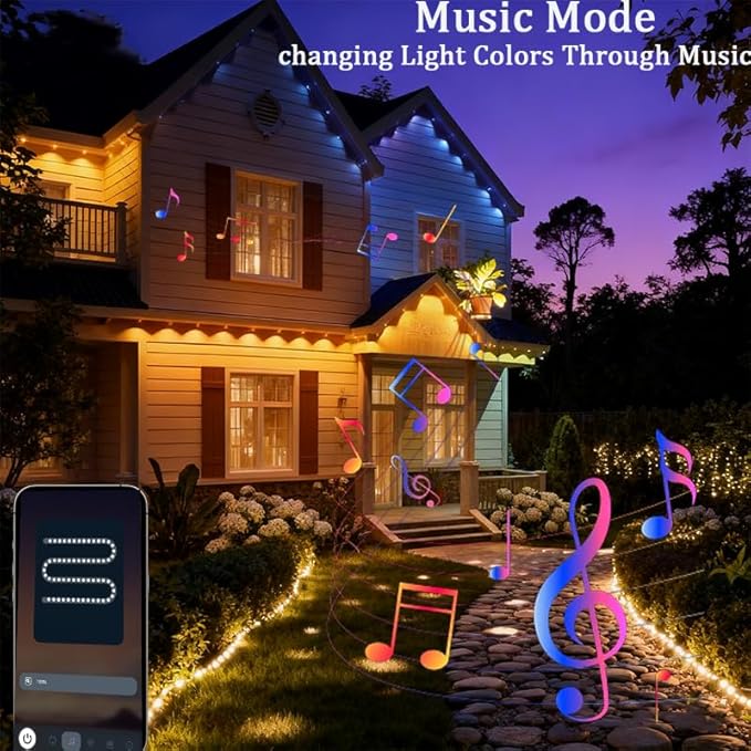 Permanent Outdoor Lights 54ft Smart Outdoor Christmas Lights 24V with RGBCW 36 LED IP67 Waterproof Eaves Lighting with 213 Modes for Holiday,Party, Daily, APP/Remote Control