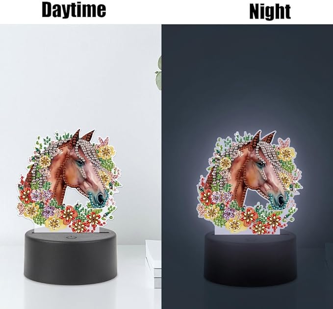 Garland Horse Diamond Art Painting Night Light,Diamond Art Painting Kits Desktop Touch Lamp Ornaments for Tabletop Decor Diamond Art Accessories for Adult Beginner Bedrooms Living Room