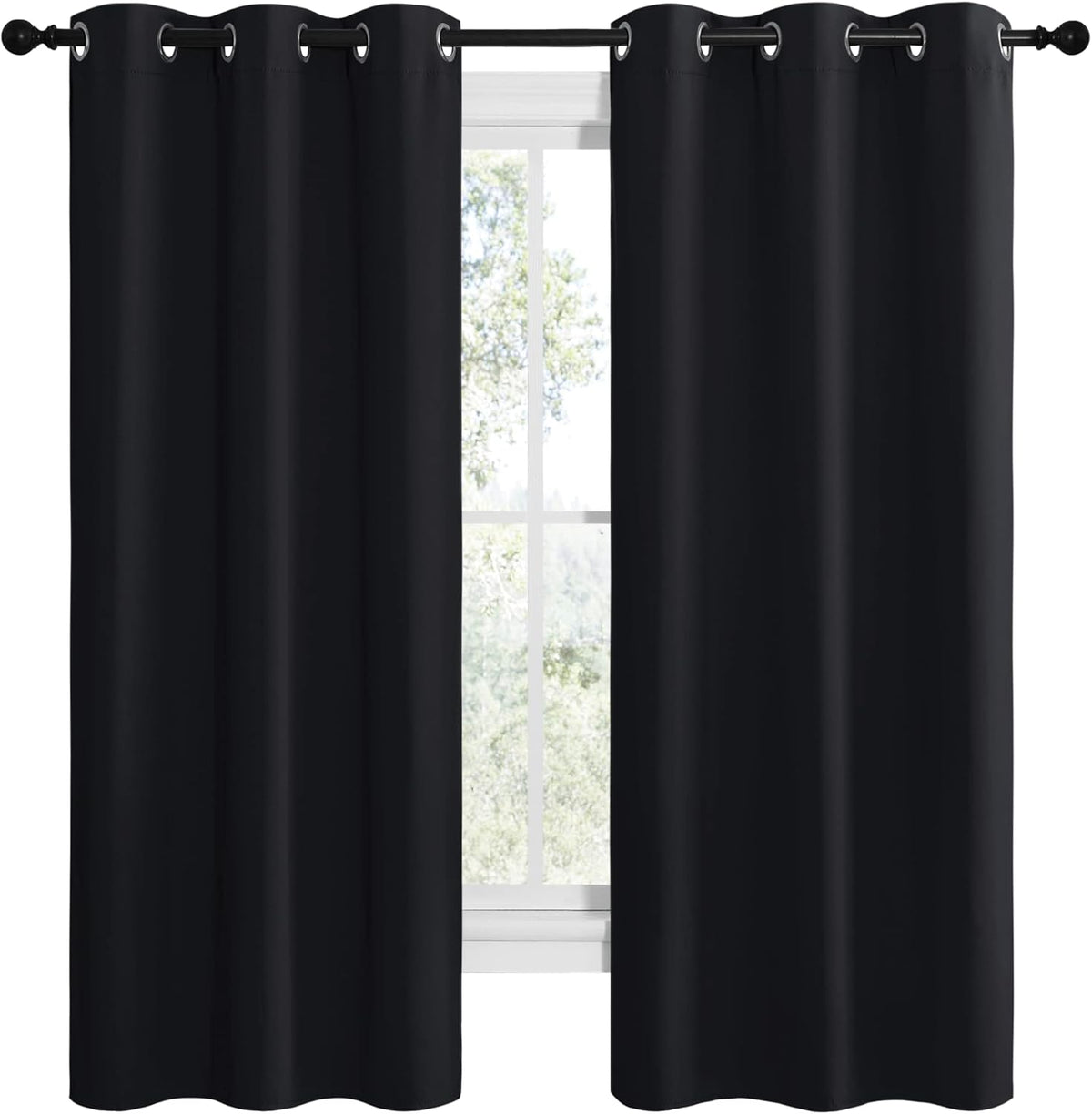NICETOWN Blackout Thermal Curtains - Insulated Grommet Drapery Panels for Windows | 42" x 68" Black (2 Panels)