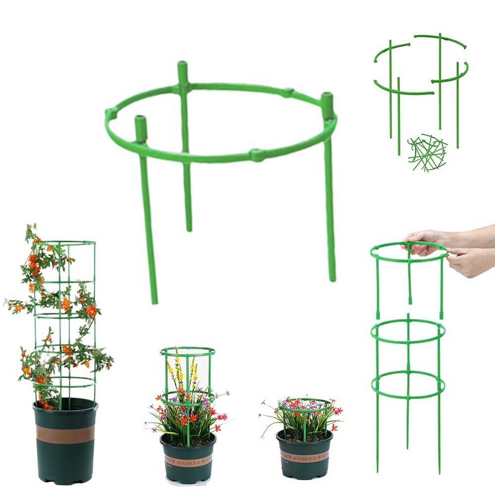 Plant Support Cage, Adjustable Height Garden Stakes for Tomato, Peony, Hydrangea, Snake Plant, Upgraded Thickened Half-Round Plant Supports for Indoor Outdoor Climbing Vegetables & Flowers (15)