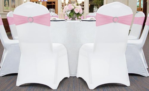 MDS Spandex Chair Sashes - Pack of 200 Universal Elastic Stretch Ties with Slider Bow - Pink