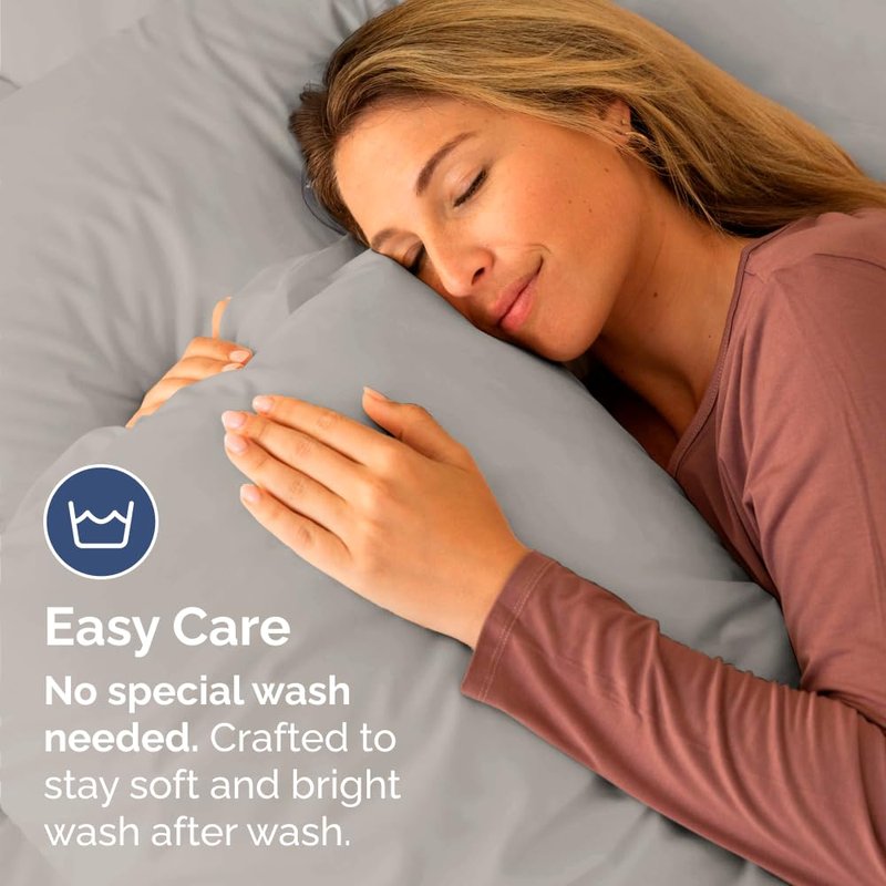 Standard Pillow Cases Set of 4 - Ultra Soft Hotel Quality Pillowcase Covers - Comfy Bedding for Women, Men, Kids & Teens - Machine Washable Pillow Protectors - 4 Piece Set - Standard Size Light Grey