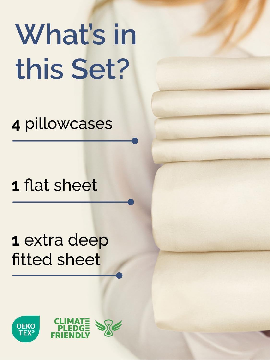 Skiennix Extra Deep King Sheet Set - 6-Piece Breathable Cooling Bedding - Soft, Wrinkle-Free Off White