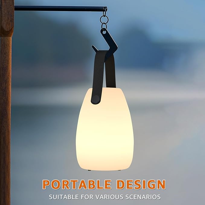 uuffoo Rechargeable Portable Table Lamp, Cordless RGB Lantern with Remote, Decorative LED Night Light, IP44 Waterproof Indoor Outdoor Lamp for Bedroom Patio Garden Wedding Party