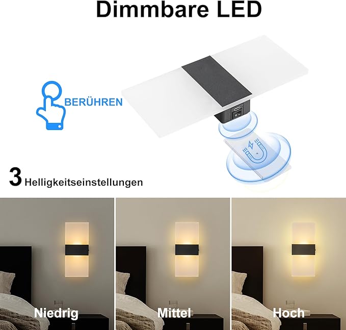Wall Sconce, LED Wall Lights for Room Decor, Battery Operated Wall Sconce, Remote Control, Dimmable, Rechargeable, Small Night Lights for Hallway Stairway Porch Closet