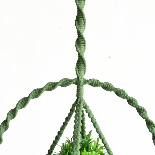 2-Pack Handcraft Plant Hanger with Circular Ring, Hobo Indoor Hanging Planter Holder for Window Decoration, Macrame Home Plant Pot Hanging Decor, Two Size (11.8"*23.6, 11.8 * 31.5") Green Color