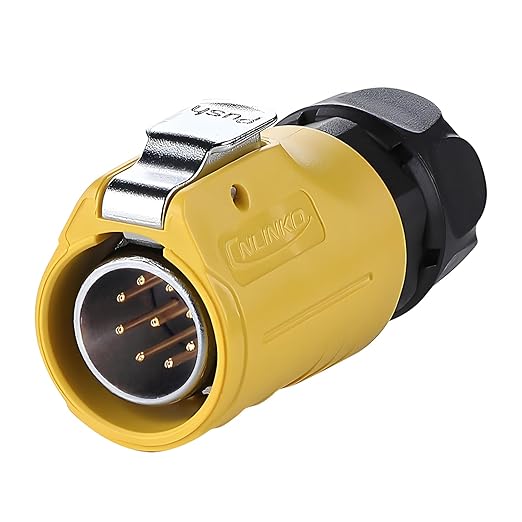 CNLINKO LP-20 9 Pin IP68 Waterproof Connector M20 Male Plug Female Socket Fast Locking 2-12 Pin Circular Connector for Stage Lighting Solar Panel Wiring(9 Pin)