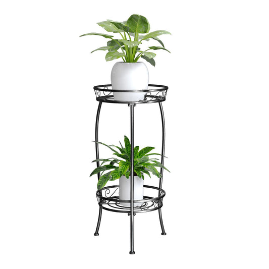 MissYolo Plant Stand Indoor Outdoor, 2 Tier 27" Tall Metal Plant Stand Shelf, Heavy Duty Flower Pot Shelf for Corner, Patio, Garden, Office, Living Room