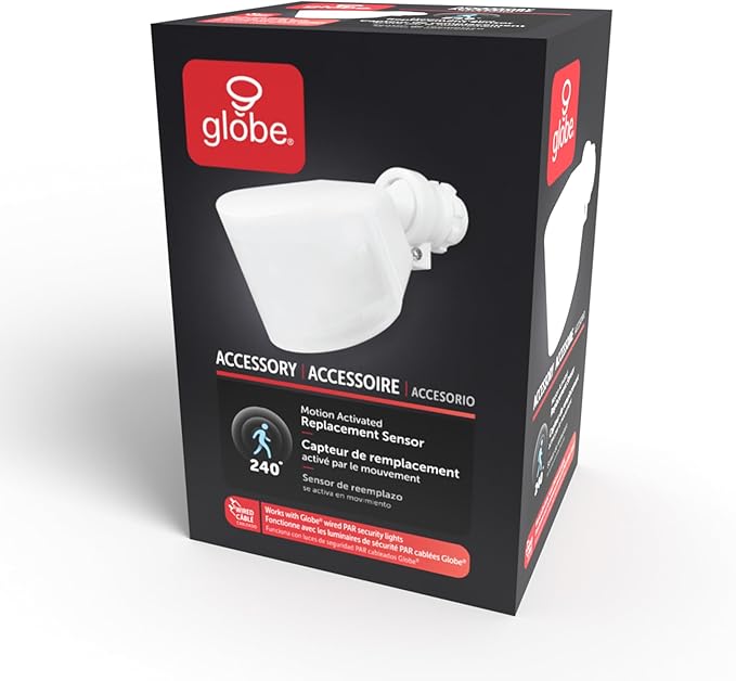 Globe Electric 17000223 240-Degree Wired Motion Activated White Outdoor Flood Light Replacement Sensor