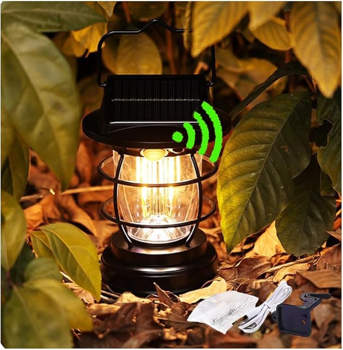 [1200lm] Motion Sensor Solar Lanterns Outdoor Tent Lights Portable Camping Exterior Front Porch Waterproof Table Desk Wall Sconce Lamp Rechargeable Anti Rust Coach for House Doorway Garage 1 Pack
