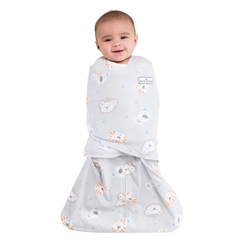 HALO 100% Cotton Sleepsack Swaddle - 3-Way Adjustable Wearable Blanket, TOG 1.5, Multicolor Lions & Tigers, Newborn 0-3 Months