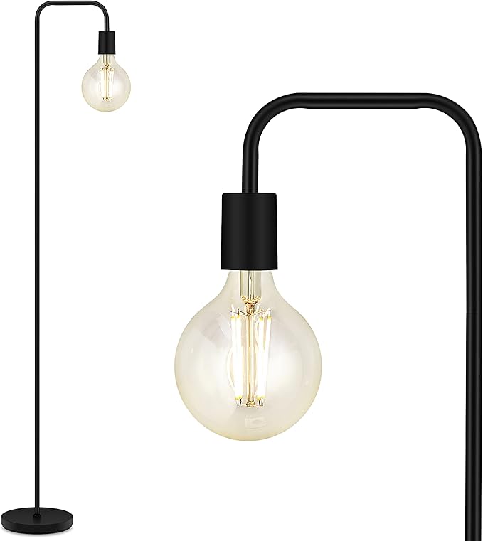 BoostArea Floor Lamp, Industrial Floor Lamp, 63 Inch Standing Lamp, E26 Socket, On/Off Footswitch, Whole Metal, ETL Listed, Modern Small Lamp for Bedroom, Living Room, Minimalist, Vintage, Mid Century