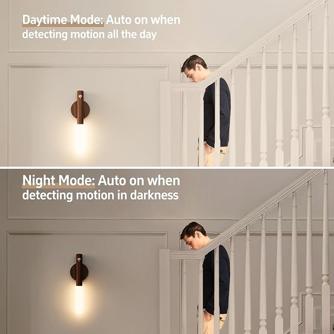 Rechargeable Motion Sensor Night Lights - 2200mAh Battery Operated Wall Sconces, Wireless Wall Lights Sconce, Magnetic Portable Hallway Light for Picture Stair Cabinet, 3000K 4 Pack