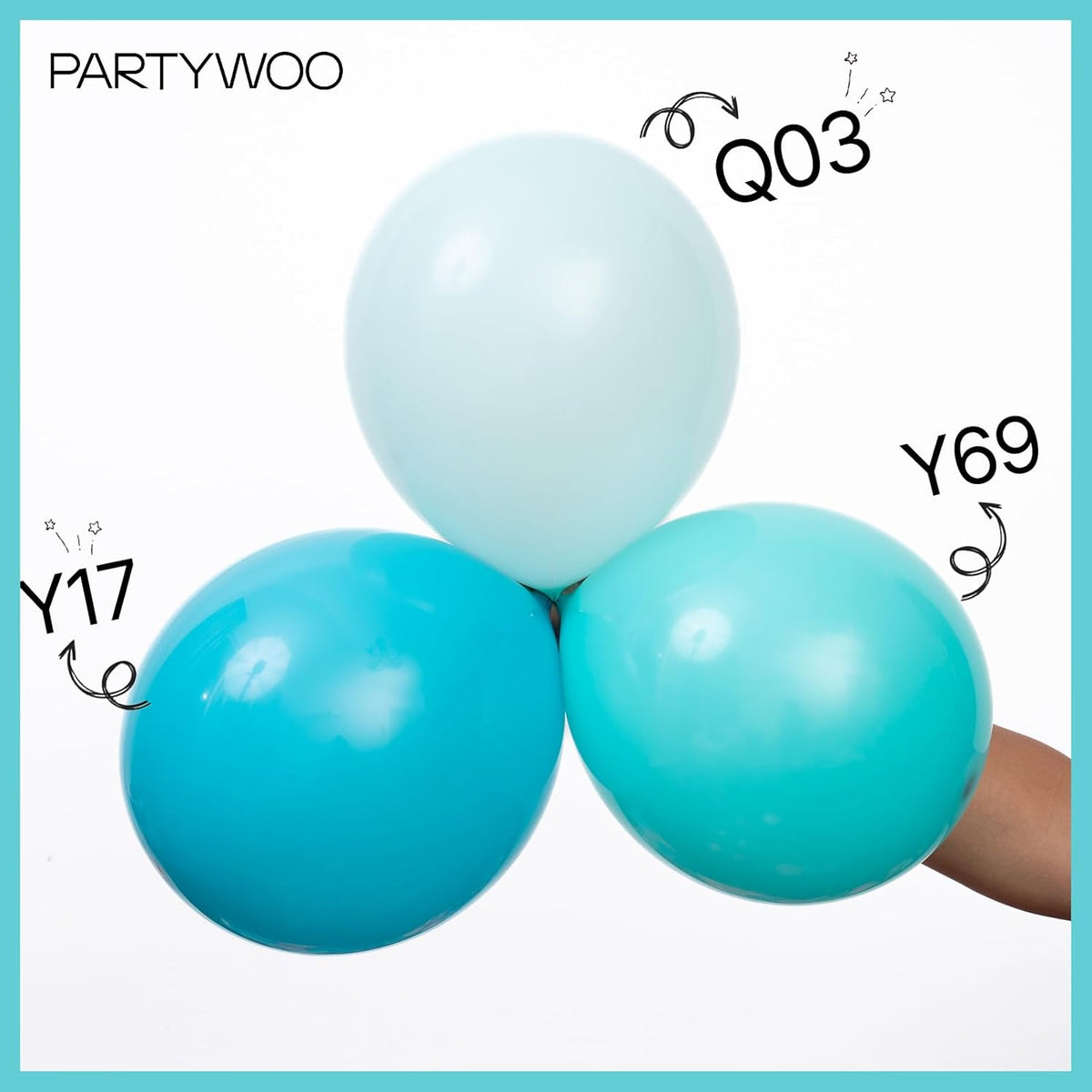 PartyWoo Teal Balloons - 100pcs 5-Inch Turquoise Latex Balloons for Baby Showers & Celebrations