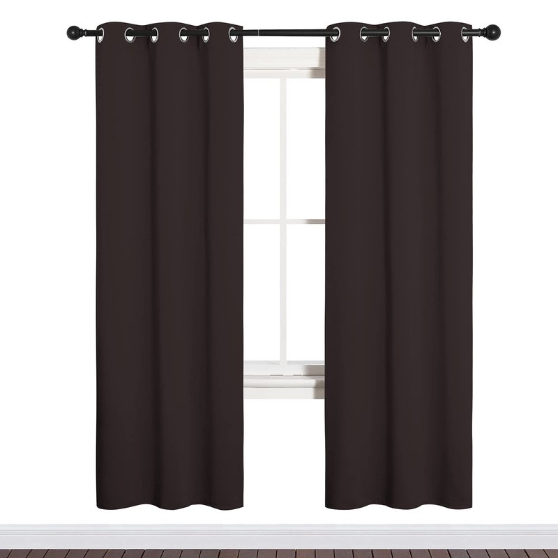 NICETOWN Blackout Curtain Panels for Bedroom Window, Triple Weave Microfiber Energy Saving Thermal Insulated Solid Grommet Blackout Draperies and Drapes(One Pair, 34 inches by 72 inches, Toffee Brown)