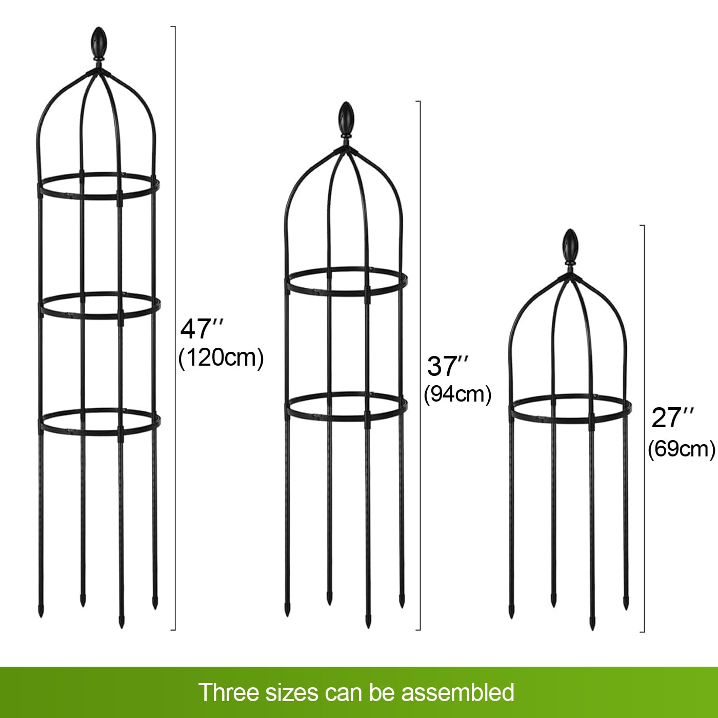 Tower Obelisk Garden Trellis for Climbing Plant,48inch Rustproof Fiberglass Potted Plant Support for Indoor Outdoor Vegetable Fruits Climbing Vines Flowers Stands Comes with 20 Ties (2 Packs)