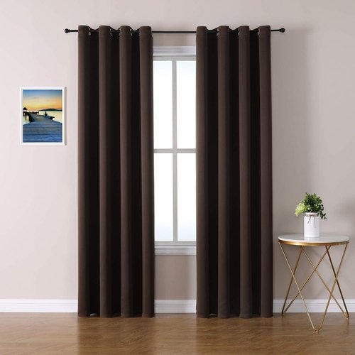 ChrisDowa Blackout Curtains - Thermal Insulated Grommet Room Darkening Panels | 120 Inch Long, Brown, 2 Panels Set