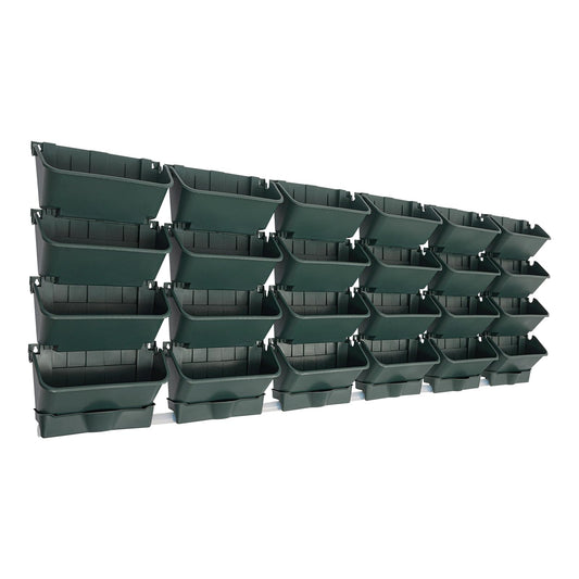 24 Pack Hanging Vertical Wall Planter,12.99inch Wall Mounted Planter for Patio Outdoor Decor,Home Army Green Plastic Pot Balcony Plant Vegetable Fruit Herb Hanging Pocket Holder Flowerpot (Army Green)