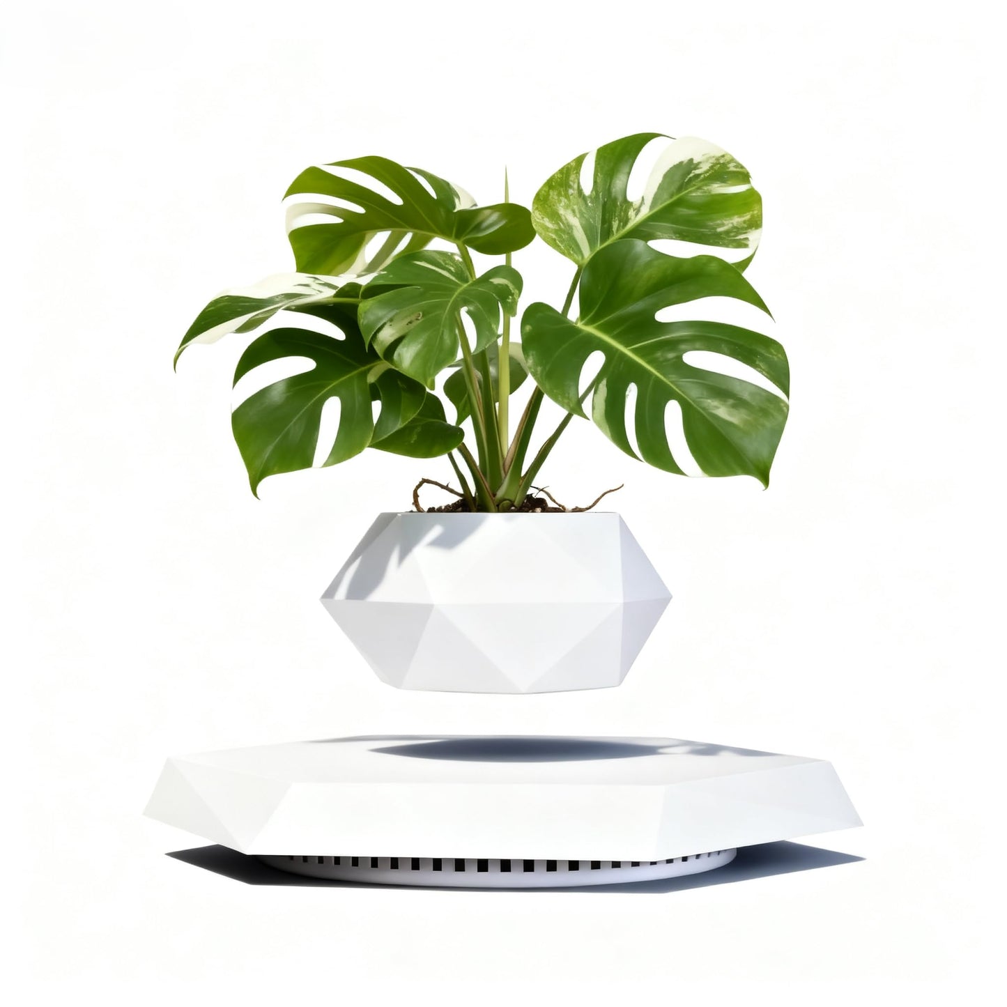 MAGECMOON HCNT Levitating Plant Pot, Magnetic Levitation Flower Pot Rotating Planters Suspension Floating Planter Succulents Potted for Home Living Room Office Desk Decoration (White)