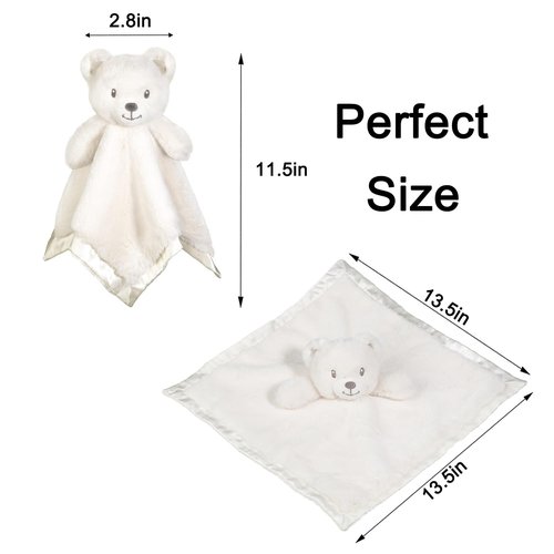 BEILIMU Bear Security Blanket Soft Baby Lovey Fluffy Blanket Unisex Lovie Snuggle Toy Baby Bear Stuffed Gift for Newborn, Boys and Girls, 16 Inch