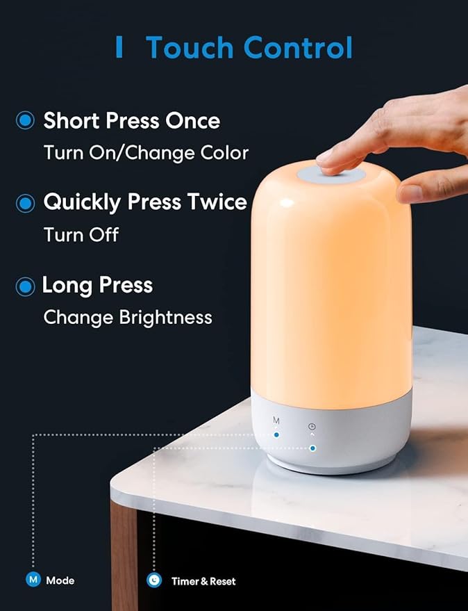 Meross Smart Table Lamp for Bedroom, Smart Lamp Works with Homekit and Alexa, WiFi LED Nightstand Lamp with Tunable White & Dimmable RGBW, Schedule and Timer, Voice App Touch Control