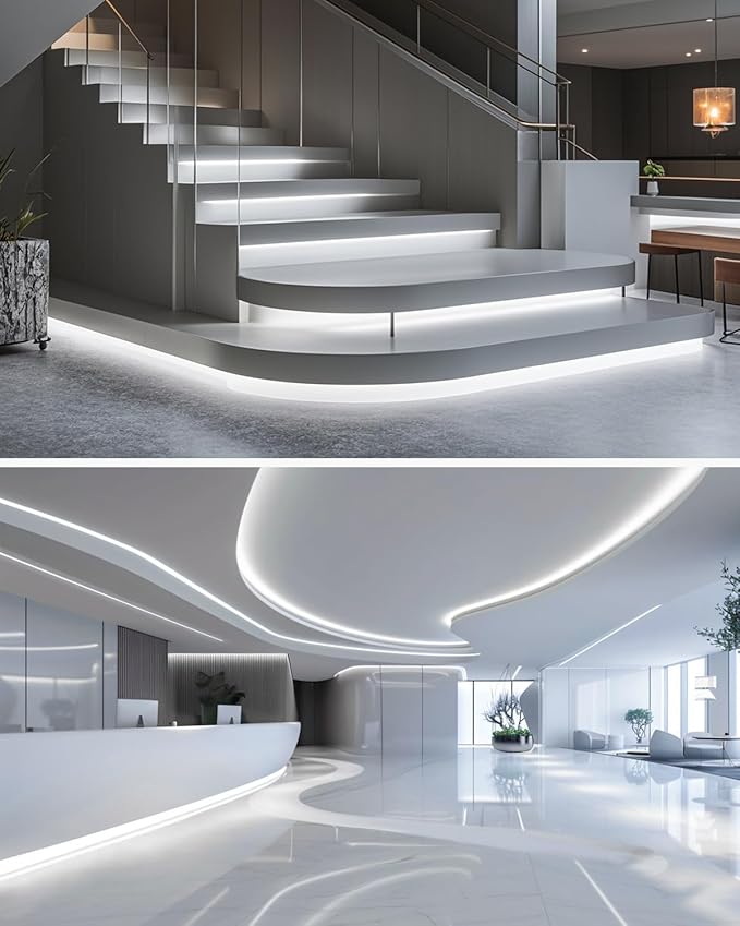 Aclorol 24V COB LED Strip Light 3000K Dimmable LED Lights Strip 100FT with Remote Warm White Rope Lights Flexible for Kitchen Bedroom Living Room Shelf Cabinet 320LEDs/M CRI 85+ (2Rolls of 50FT)